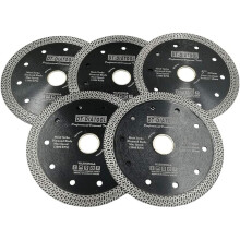 DT-DIATOOL Diamond Saw Blade 5PCS 5 Inch / 125mm Cutting Disc with Mesh Turbo for Porcelain Tile Marble Ceramic Granite