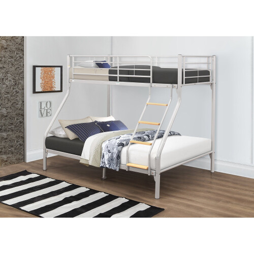 Birlea Nexus Metal 3-Sleep Bunk Bed In Silver (Single Over Double) 2