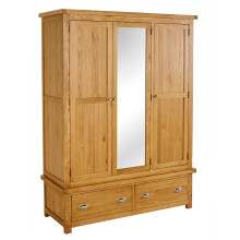 Woburn Oak 3 Door 2 Drawer Wardrobe
