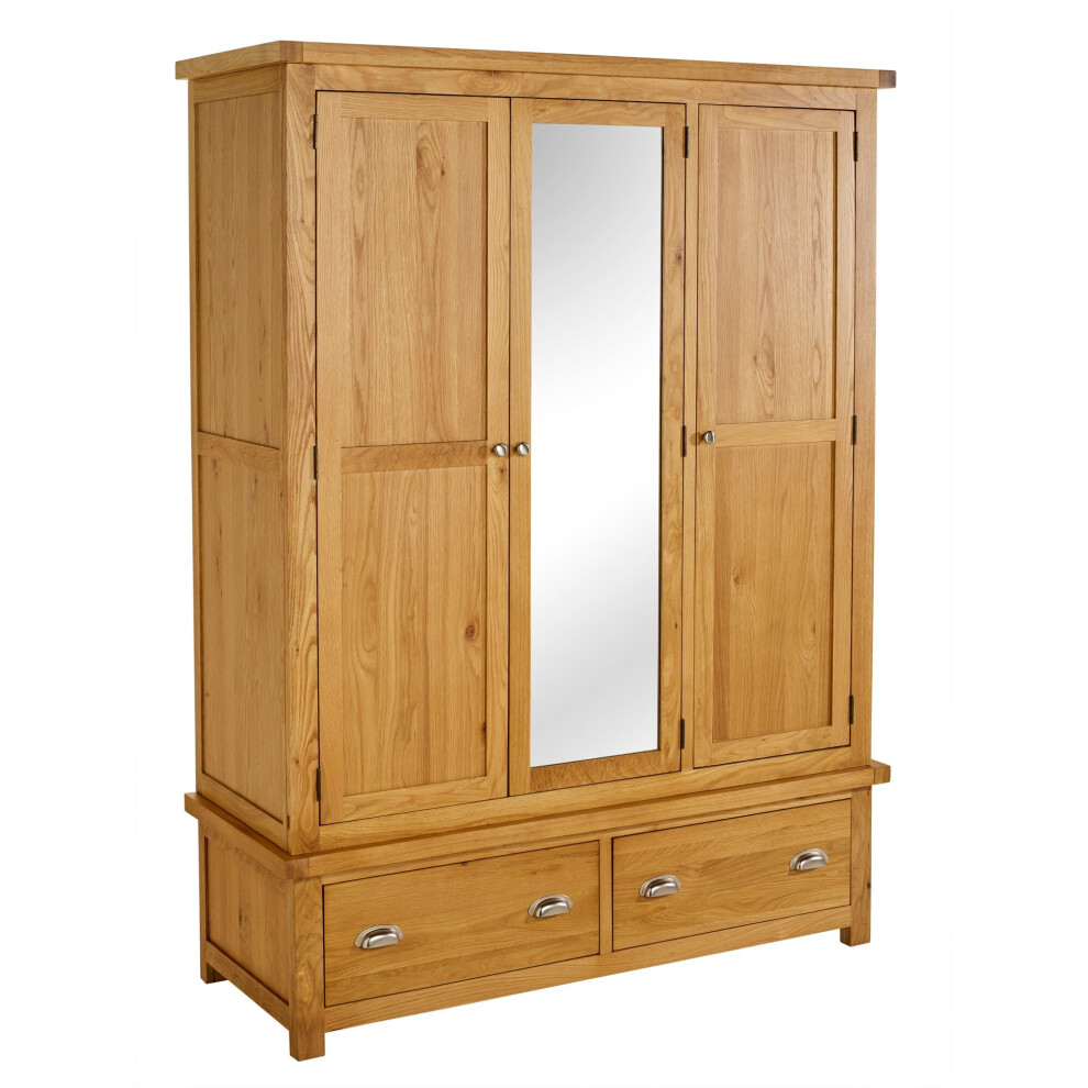 Woburn Oak 3 Door 2 Drawer Wardrobe