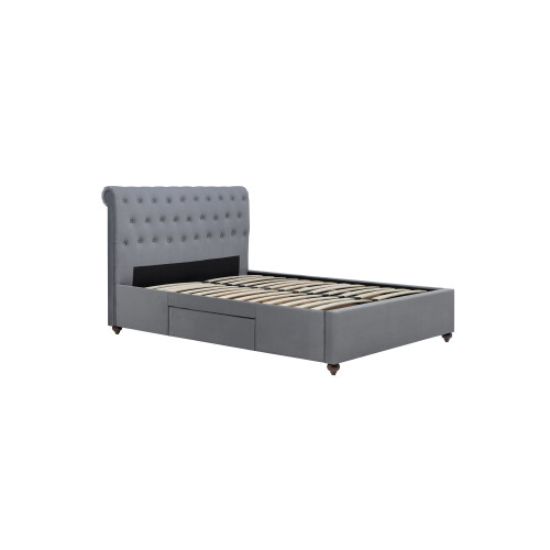 Birlea Marlow Grey Velvet Storage Bed - 2 Drawers - Sprung Slatted Base