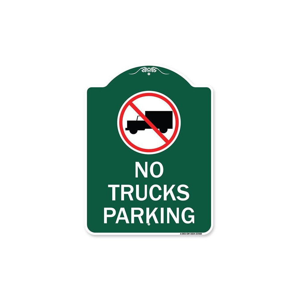 SignMission A-DES-GW-1824-23560 18 x 24 in. Designer Series Sign - No Truck Sign No Truck Parking with Symbol, Green & White-image-OPC-PB2VKD8-NEW