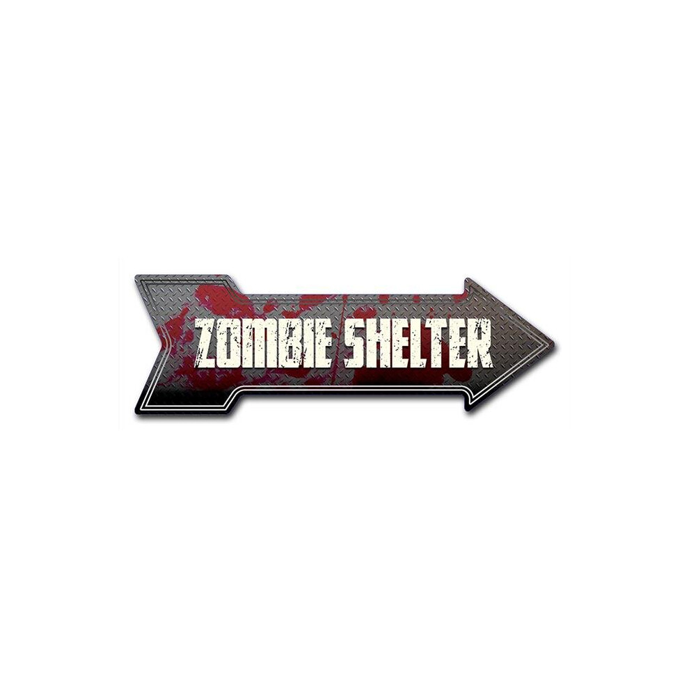 SignMission D-A-8-999534 8 x 24 in. Indoor & Outdoor Decor Direction Sticker Vinyl Wall Decals - Zombie Shelter - 24 in.