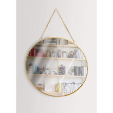 GreyZouq Vintage Style Round Metal Framed Mirror with Chain 30cm