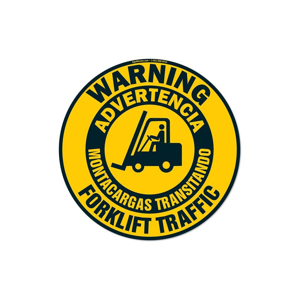 Signmission Fd-C-16-99931 16 X 16 In. Non-Slip Circle Vinyl Floor Decal - Forklift Traffic Spanish English
