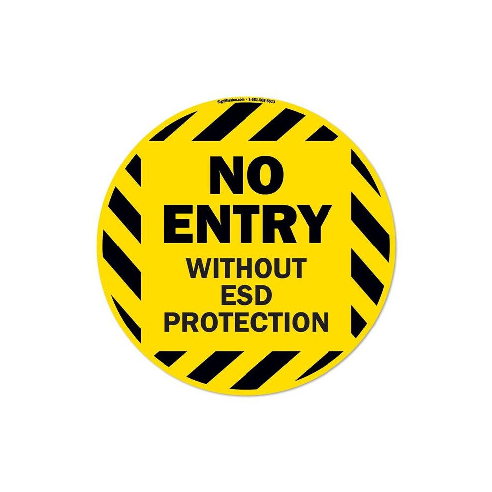 SignMission FD-C-16-99913 16 x 16 in. Non-Slip Circle Vinyl Floor Decal - No Entry without ESD Protection-image-OPC-PB2VWWB-NEW