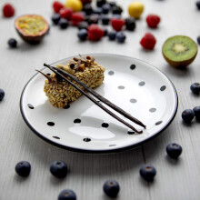 City to Cottage? White and Black Pottery | Polka Dot Spotty | Handmade Hand Painted | Glazed Ceramic 7.9inch/20cm | Side Dessert Plate | Unique