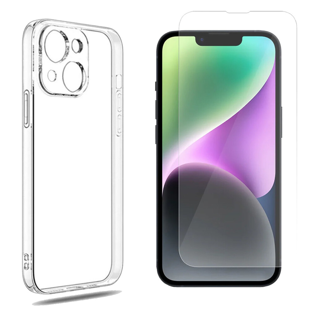 For Apple Iphone 14 Clear Phone Case Cover And Soft Film Screen Protector Guard 3856276980198