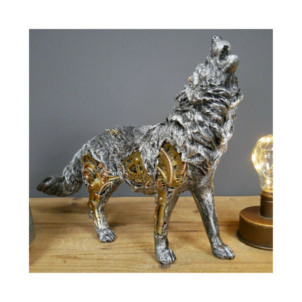 (Wolf) Steampunk Crafts | Silver | Resin Home Ornament