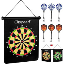 Magnetic Dart Board Game Set Reversible Rollup Dartboard with 6 Darts