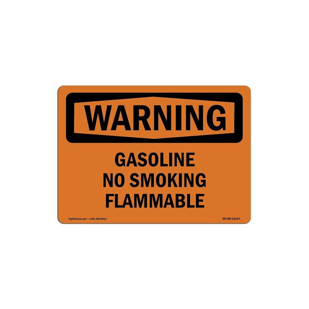 SignMission OS-WS-A-710-L-12157 7 x 10 in. OSHA Warning Sign - Gasoline No Smoking Flammable-image-OPC-PB2WD2J-NEW