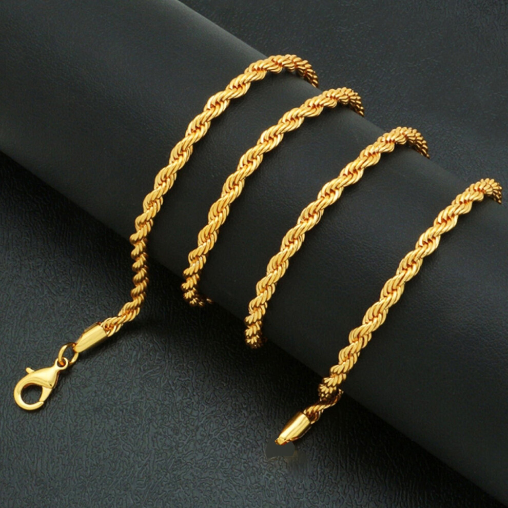 18k Gold F 50cm 20'' Necklace 3mm Solid Twist Wave Woven Rope Chain AUS MADE
