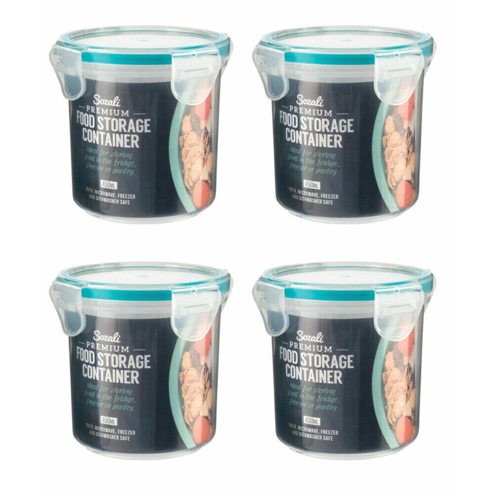 4 Round Food Storage Containers Round Clip Lock Seal Alright Clear