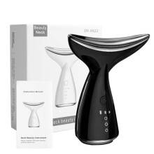 (Black) Face Neck Massager for Face EMS Tighten Neck Lifting 3 Colors LED Photon Therapy Anti Wrinkle Remover Double Chin Skin Care Tool