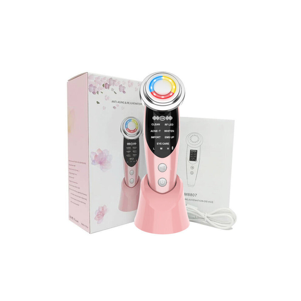 Hcsc Pink/Light (Type 2 With Box ) Ems Facial Massager Led Therapy Sonic Vibration Wrinkle Removal Skin Tightening Hot Cool Treatment Skin Care Beauty Devic