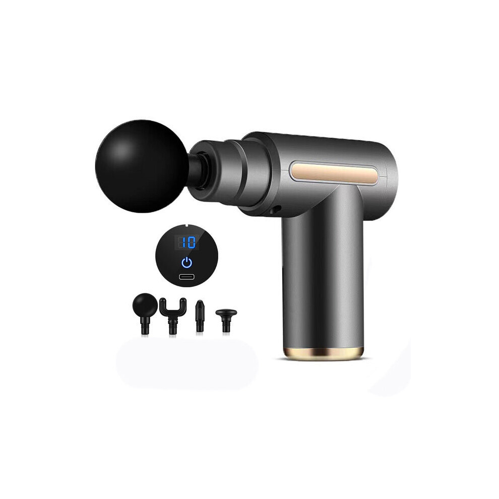 Hcsc (Grey) Electric Mini Massage Gun Infrared Fascial Gun Back Neck Massager Vibrator Muscle Massage Stimulator Body Exercise Relax Fitness