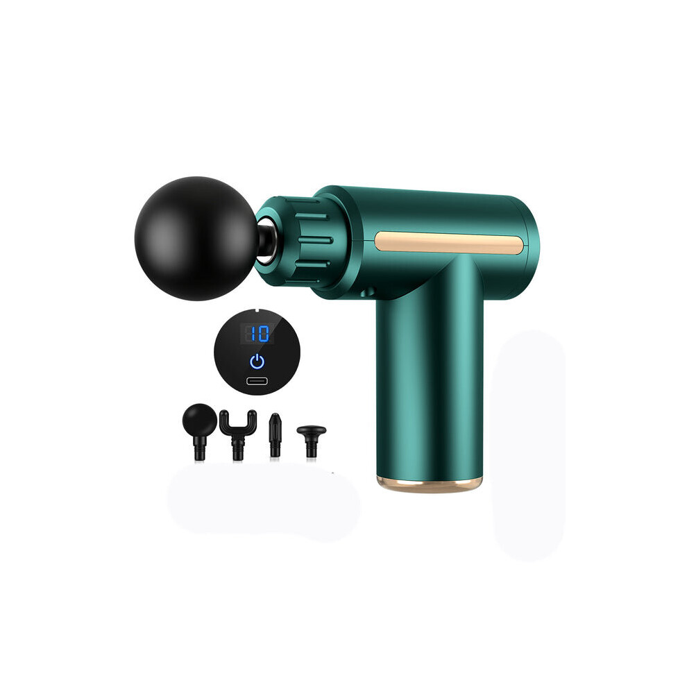 Hcsc (Green) Electric Mini Massage Gun Infrared Fascial Gun Back Neck Massager Vibrator Muscle Massage Stimulator Body Exercise Relax Fitness