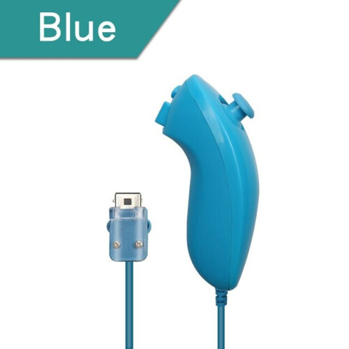 (Blue) Nintendo Wii Game Controller Nunchuck Hand Curved 2