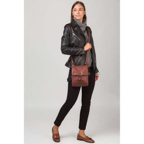 'Naomi' Chestnut Leather Cross Body Bag 2