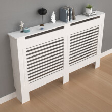 (L(152x19x91cm)) White Radiator Cover Modern Heating Cabinet