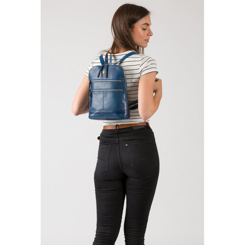 'Francisca' Snorkel Blue Leather Backpack 2