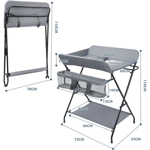 Folding Infant Changing Station Baby Nursery Table with Unit Storage Bags 1
