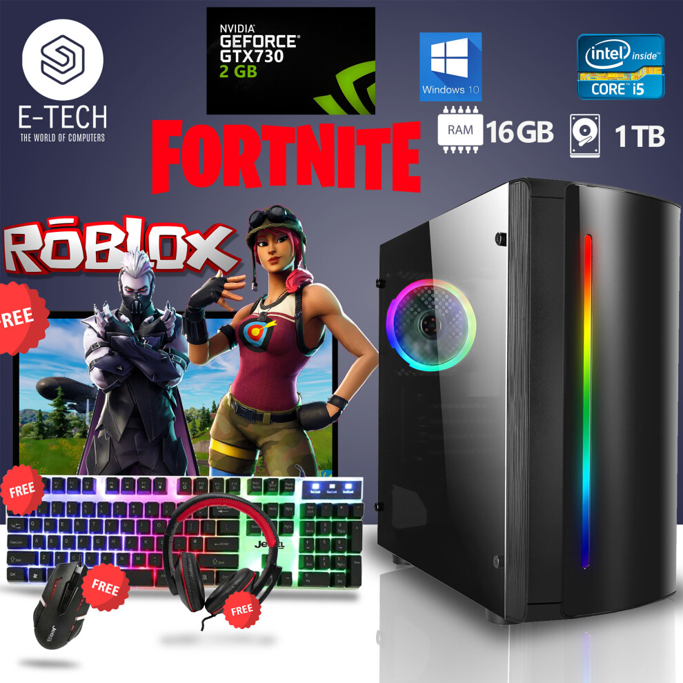 Gaming Pc Computer Bundle Intel Quad Core I5 16Gb 1Tb 2Gb Gt730 Win10 5060936451395