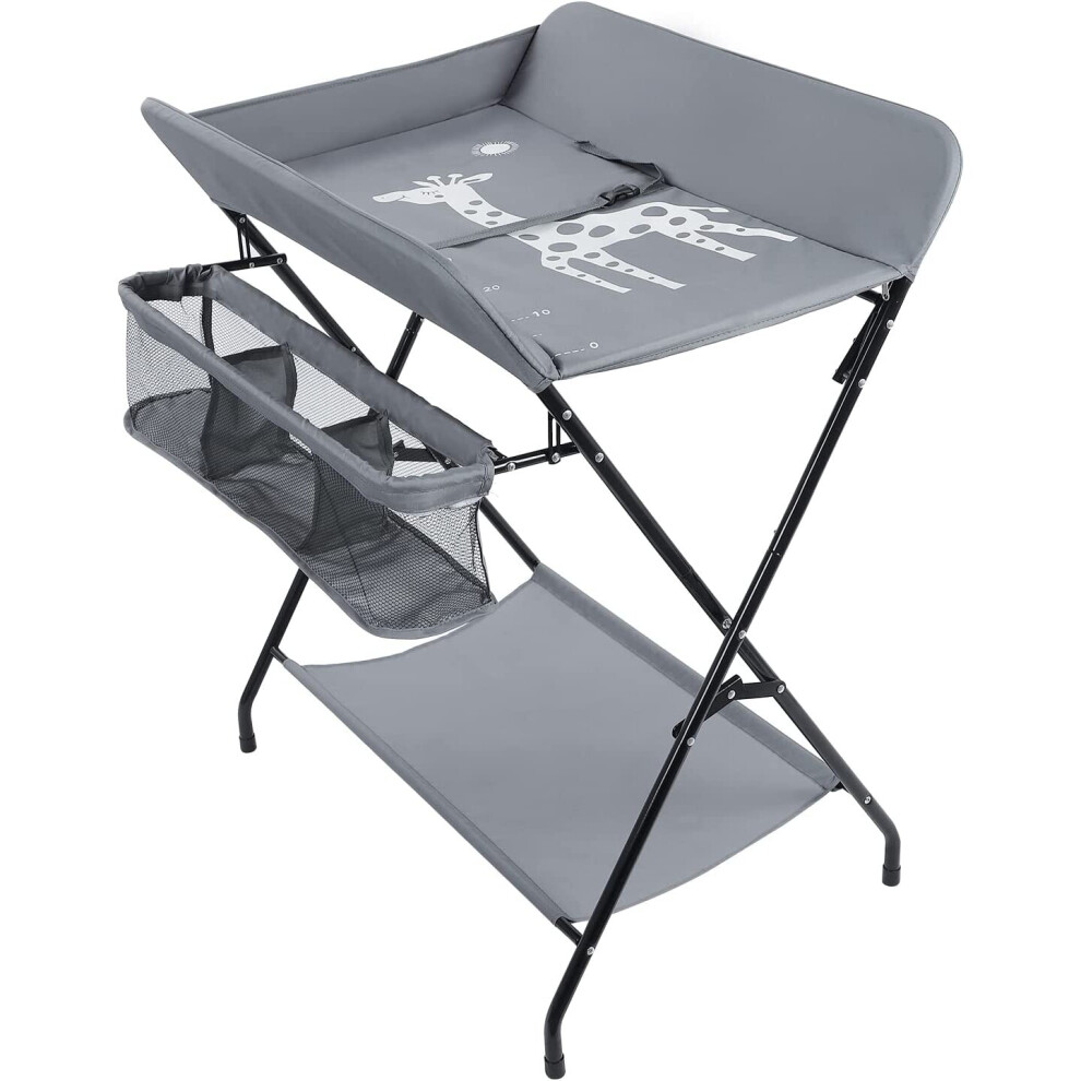 Folding Infant Changing Station Baby Nursery Table with Unit Storage Bags