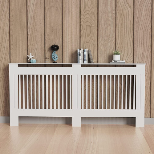 (L(152x19x91cm)) Modern White MDF Radiator Cover Living Room