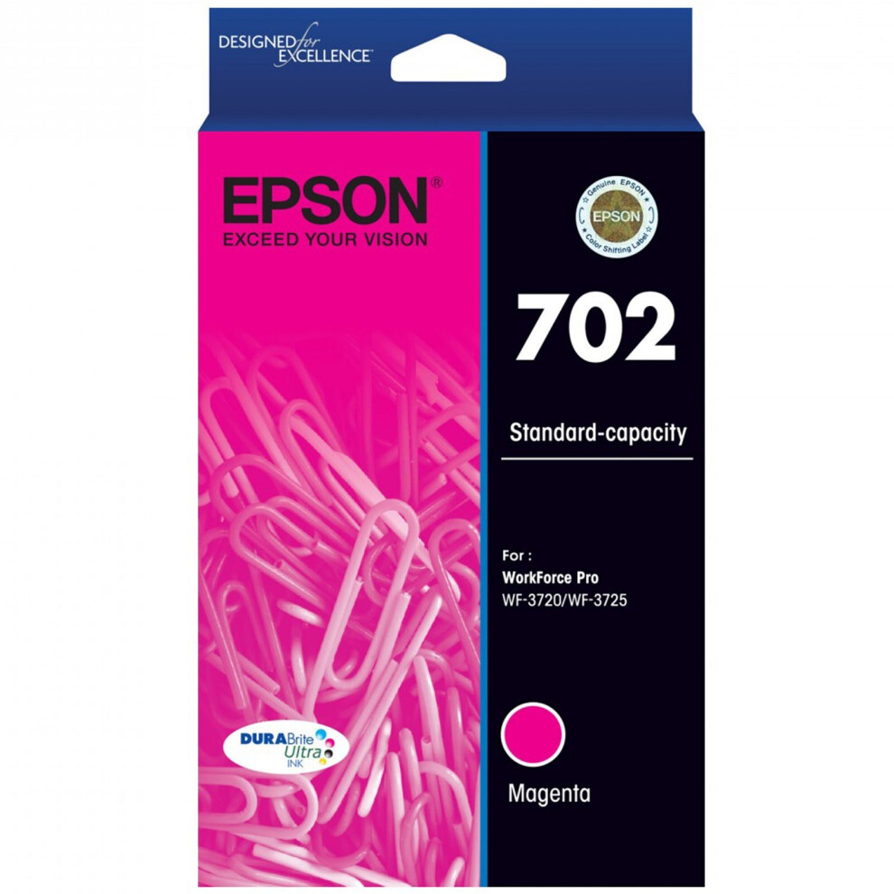 GENUINE Original Epson 702 Magenta Ink Cartridge Toner WF-3720 WF-3725 T344392