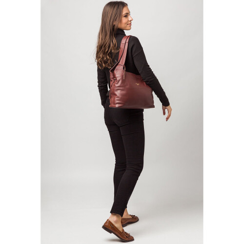 'Boston' Rich Chestnut Leather Shoulder Bag 2