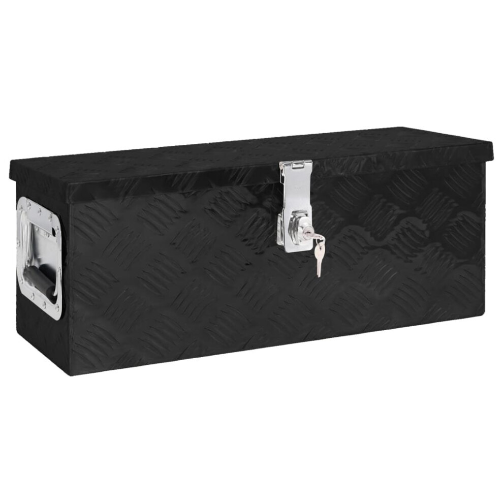 (Black, 60 X 23.5 X 23 Cm (L X W X H)) vidaXL Aluminium Box Trapezoid Storage Chest Trunk Organiser Toolbox Belt Box