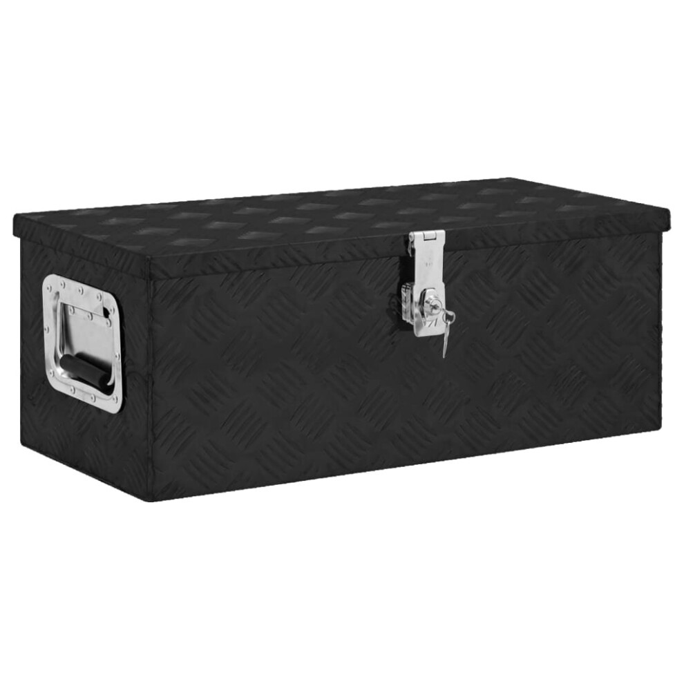 (Black, 70 x 31 x 27 cm (L x W x H)) vidaXL Aluminium Box Trapezoid Storage Chest Trunk Organiser Toolbox Belt Box