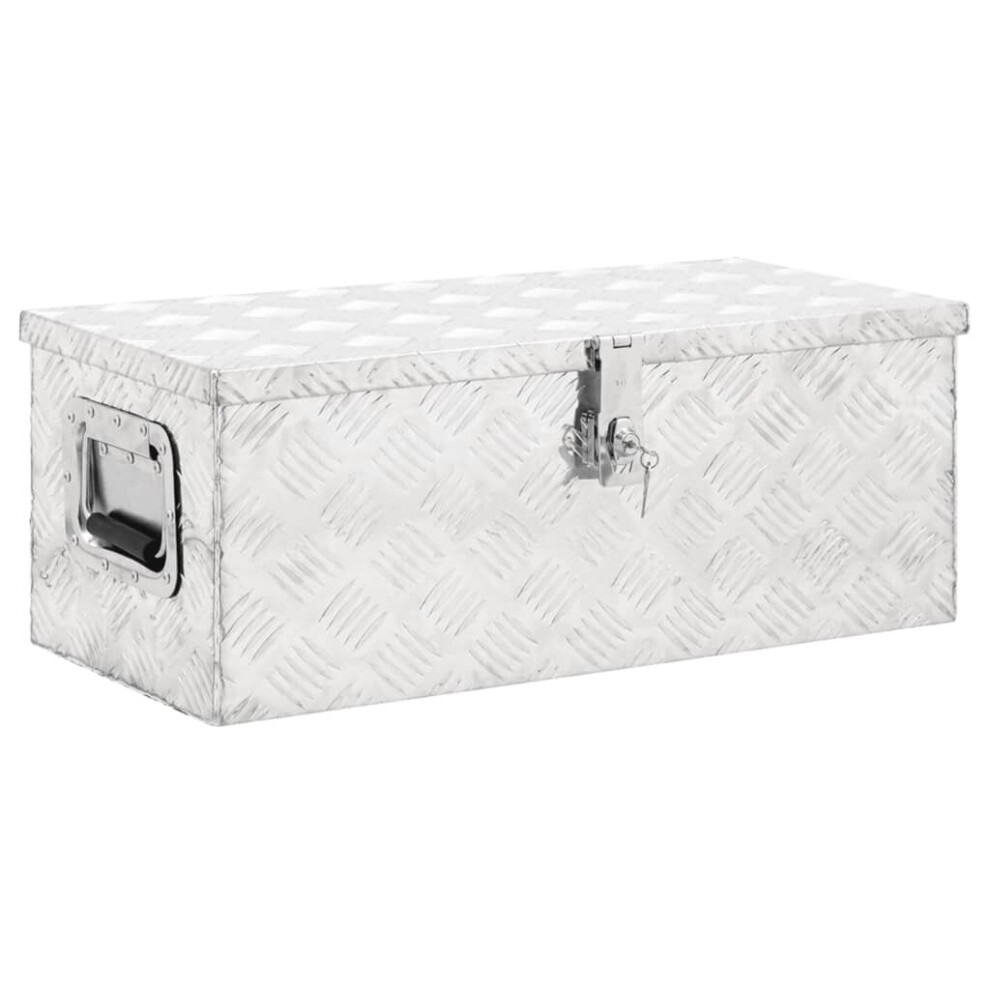 Vidaxl (Silver, 70 X 31 X 27 Cm (L X W X H)) Aluminium Box Trapezoid Storage Chest Trunk Organiser Toolbox Belt Box