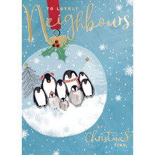 To Lovely Neighbours Fun Hand-Finished Christmas Card Family Xmas Cards