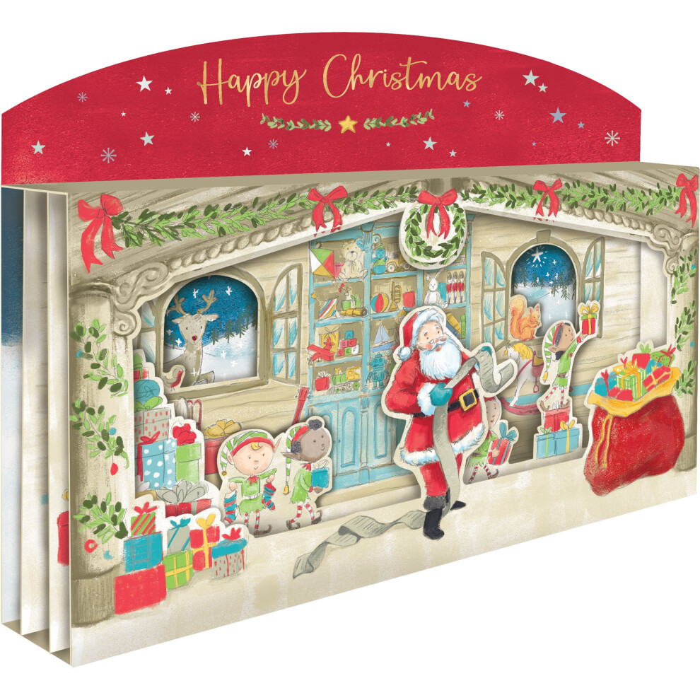 Happy Christmas Spectacular 3D Santa Scene Christmas Card Freestanding Cards