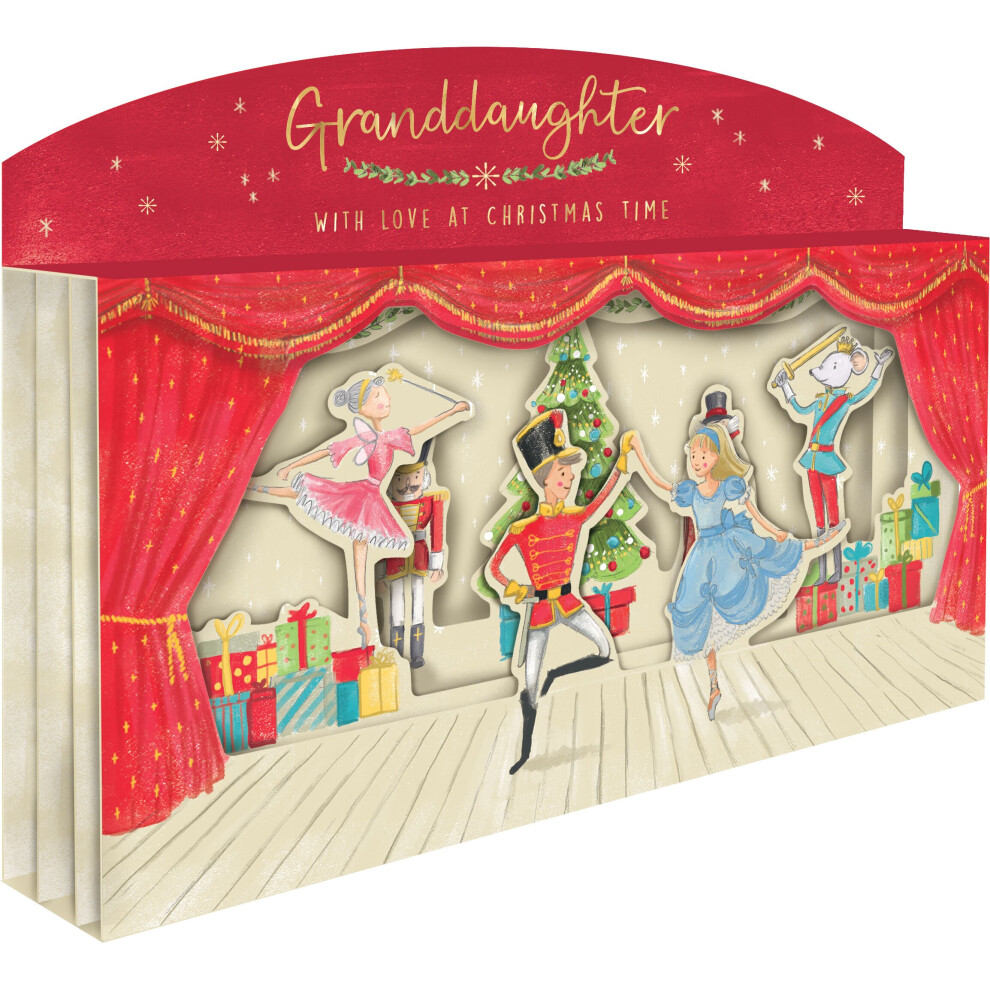 Granddaughter Spectacular 3D Nutcracker Scene Christmas Card Freestanding Cards