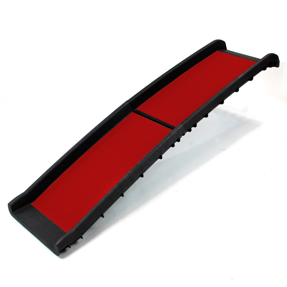 Dog Pet Ramp Plastic Folding with red grip surface Actiaspet