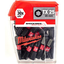 TX25-päät SHW 25mm MILWAUKEE - 25 kappaleen pakkaus - 4932430880