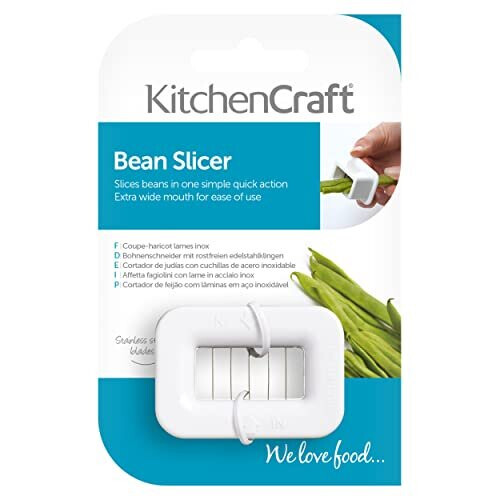 KitchenCraft KCBEANSLICER Runner Bean Slicer, Plastic / Stainless Steel, 5.5 x 4 x 3 cm, White