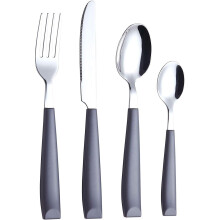 EXZACT Cutlery Set Coloured 16PCS - Stainless Steel with Plastic Wide Handles ? Comfortable to Hold - 4 x Forks, 4 x Dinner Knives, 4 x Dinner Spoons,