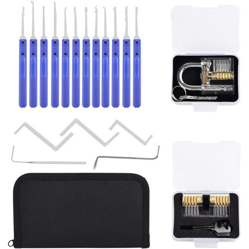 Diyife Lock Pick Set, [26 Pieces] Premium Practice Lock Picking Tools with 2 Transparent Training Padlock for Lockpicking,Guide for Beginner and 1
