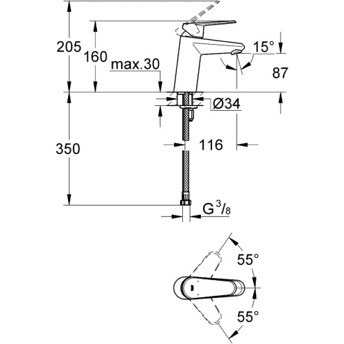 Grohe GROHE 3246920E | Eurosmart Cosmopolitan Bathroom Tap - chrome 1