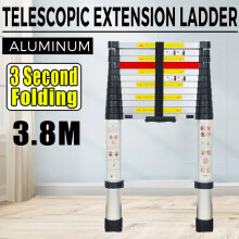 3.8M One Button Retraction Aluminum Telescopic Extension Ladder