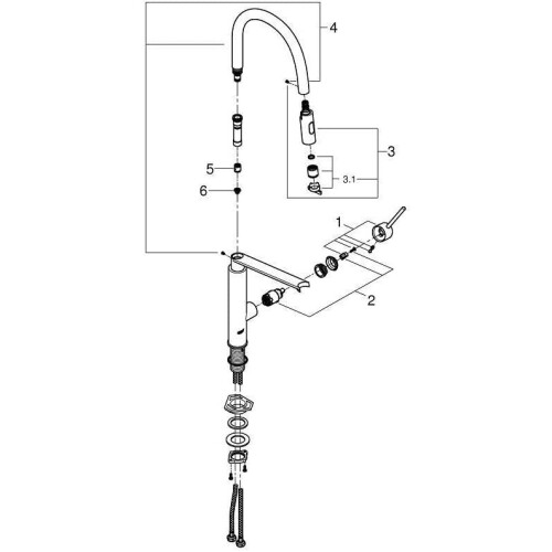 Grohe GROHE 31489000 Pull-Out Spray Feel Single-Lever Kitchen Mixer, Chrome 1