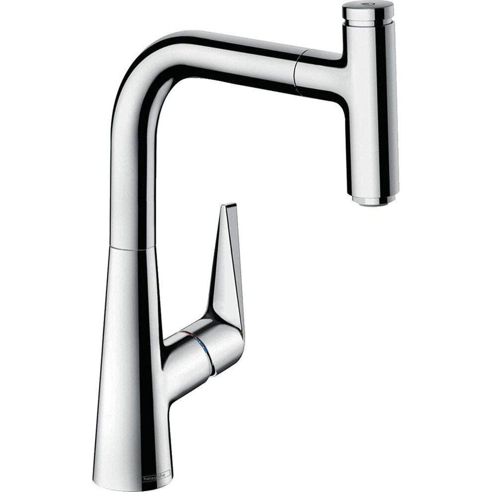 hansgrohe M5115-H220 Kitchen Tap 220, Pull-Out Spout, Hose Box, 110?/150? Swivel Range, chrome