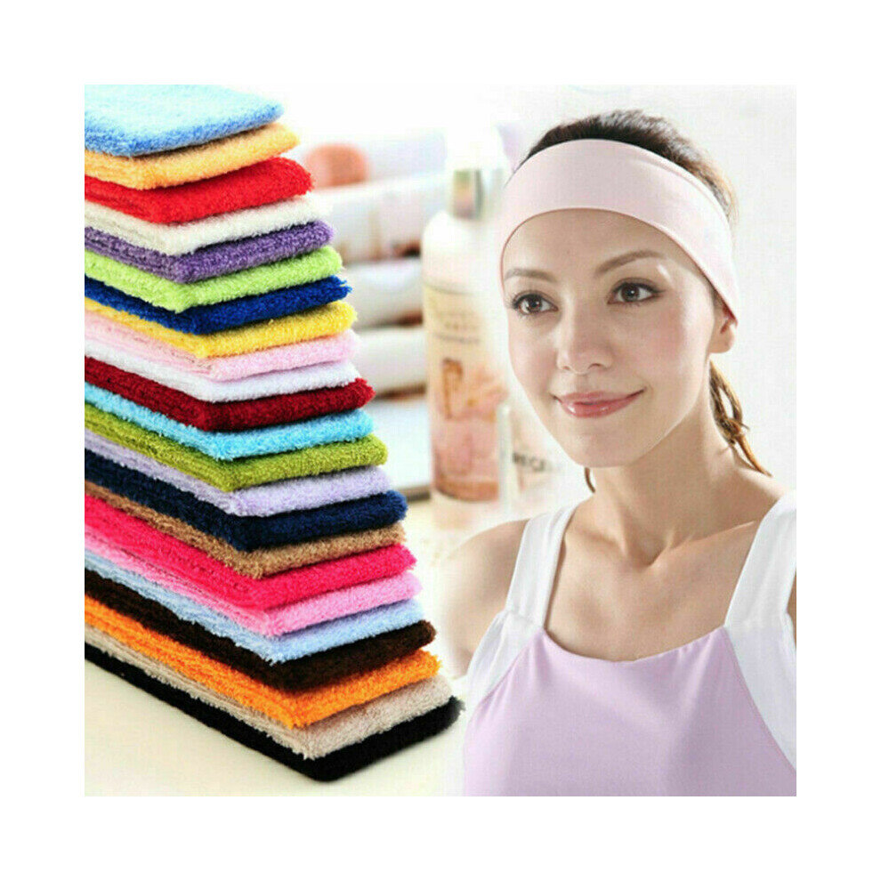 (Black) Sweatband Hairband Sports Sweat Headband Yoga Gym Stretch Unisex Head Band