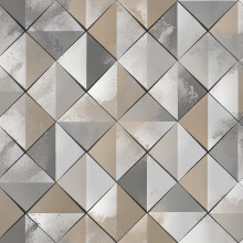 (Taupe M46709) Muriva Pop 3D Geometric Diamond Tiles Wallpaper