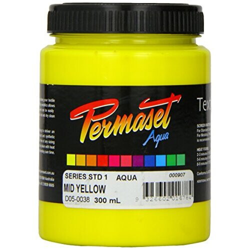 Permaset Aqua 300ml Fabric Printing Ink - Mid Yellow