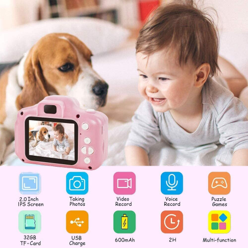 (Rosa) LCD-kamera – Mini digital leksakskamera för barn 2